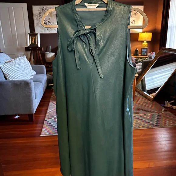 Amanda Uprichard Louie Forest Green Faux Leather Mini Swing Dress - Picture 5 of 10